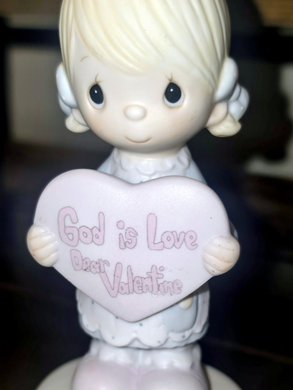 Precious Moments Pink 'God is Love' Valentine Figurine